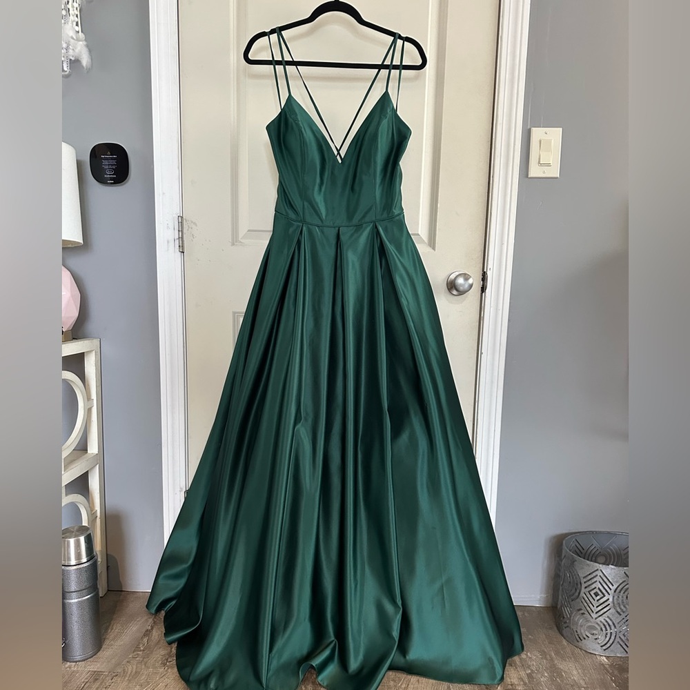 Dark green a line prom dress size 11